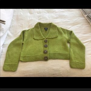 Cropped Green Button Sweater